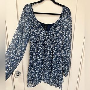 Blue w/ white floral dress